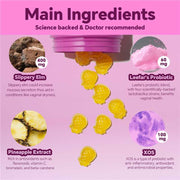 LeeFar Her Juicy Feminine Probiotics Gummies- All in One Solution with Slippery Elm and Prebiotics&Lactobacillus Probiotic Blend for Women's pH Balance and Dryness - Hawaiian Pineapple Gummies 60 Counts Women's Probiotics